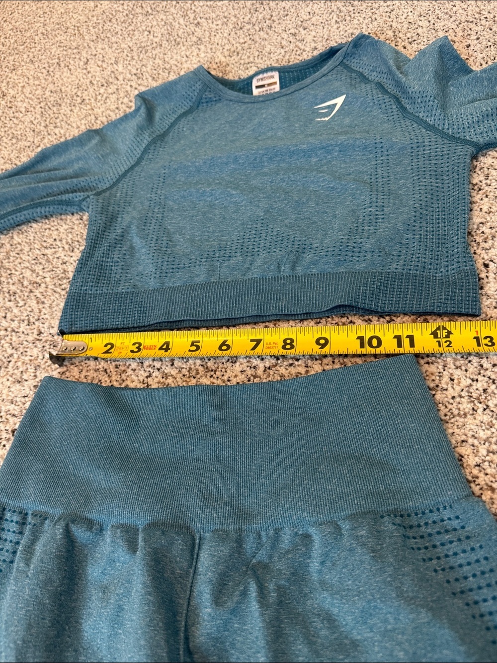 Gymshark Teal Long Sleeve Crop Top and Leggings Set - Picture 6 of 8